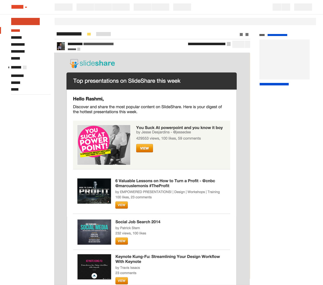 Old design for weekly digest